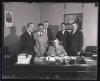 Joseph Taylor Chief of Detectives in a group portrait, Los Angeles, 1931