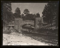 Archway and pavilion at Big Pines Camp, Los Angeles County, 1920-1932