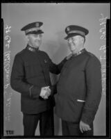 Colonel Arthur D. Jackson welcomes Colonel William P. Sansom to California, Los Angeles, 1936