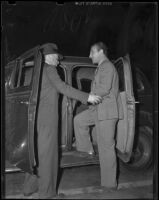 Deputy Sheriff Johnny Homes arrests William J. “Curley” Guy for murder, Glendale, 1938