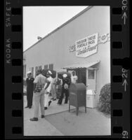 Veterans of Vietnam War leaving processing center at Norton Air Force Base, Calif., 1968