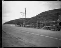 Roosevelt Highway (Pacific Coast Highway) where it crosses Topanga Creek, Malibu, 1933