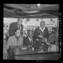 Wayne King, Count Basie, Duke Ellington and Bill Elliot at Big Band Festival at Disneyland, Anaheim, 1964