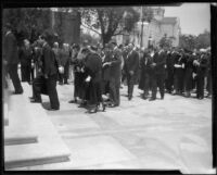 Hundreds attend funeral for William Andrews Clark III at St. John’s Episcopal Church, Los Angeles, 1932