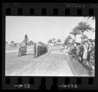 U.S. Army Vietnam returnees and families of men killed in war being honored at Ft. MacArthur in Los Angeles, Calif., 1968