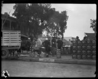 Sidewalk relief station after the Long Beach earthquake, Southern California, 1933