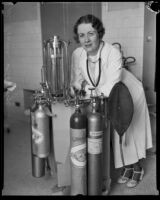 Dr. Emma Kittredge in her laboratory, Los Angeles, 1934