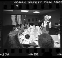 Avon makeup artist Sue Cary conducting seminar for USC women athletes, 1979