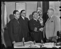 Pol. Comm. Kleinberger, Capt. Harry Seager, Chief James E. Davis, and Joseph Taylor, Los Angeles, 1936