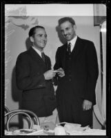 Newspaper editor Ward Grant is honored with a gift, Hermosa Beach, 1934