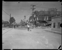 Aranbe Hotel heavily damaged by the Long Beach earthquake, Southern California, 1933