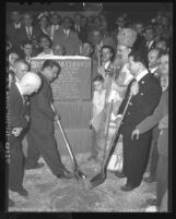 Charles P. Skouras, theater magnate breaks ground for new Greek Orthodox Church in Los Angeles, Calif., 1948