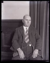 Man in a courtroom during the Asa Keyes bribery trial, Los Angeles, 1929