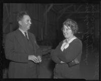 Charles Dalrymple and Ione Laskey at the raid of the "Own-a-New-Car-Club", Maywood, 1935