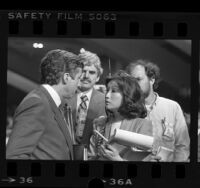 NBC reporter Connie Chung interviewing Tom Hayden at the 1984 Democratic National Convention