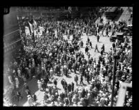 Los Angeles City Hall dedication, crowd in streets, 1928