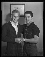 Clifford Harvey and Roy Olguin making amends, Los Angeles, 1935