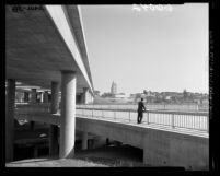 Los Angeles City Hall seen from the US 101 and Interstate 110 interchange, 1950