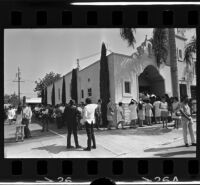 Mourners pay respects to Ruben Salazar, Los Angeles, 1970