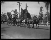 Stagecoach in the parade of the Old Spanish Days Fiesta, Santa Barbara, 1930