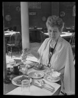 Lena Madesin Phillips breakfasting at the Women’s Athletic Club, Los Angeles, 1935