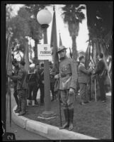 Tournament of Roses Parade participant in an army uniform, Pasadena, 1928