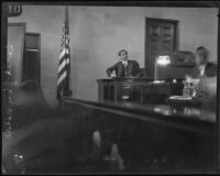 Dr. Cecil E. Reynolds testifies on William Edward Hickman's mental condition, Los Angeles, 1928