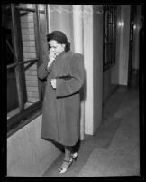 Actress Vera Reynolds at courthouse on drunk driving charges in Los Angeles, Calif., 1944