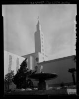 Know Your City No.17 Exterior view of the Mormon Temple on Santa Monica Blvd. in West Los Angeles, Calif