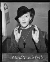 Actress Kathleen Burke in court for a divorce, Los Angeles, 1934