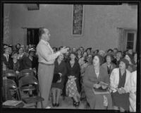 J. Arthur Lewis leading Los Angeles Civic Chorus rehearsal, Los Angeles, 1935