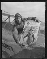 Lieutenant Commander Frank Hawks flies to Will Rogers’ memorial, Glendale, 1935