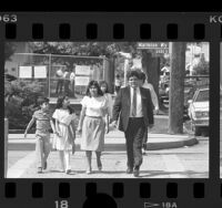 55th Assembly District candidate Mike Hernandez with his wife and their children, Los Angeles, Calif., 1986