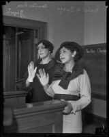 Rosa Giusti accompanies Isabel Suazo to court, Los Angeles, 1935