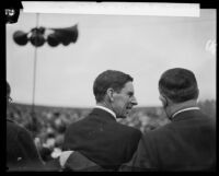 Dr. Ray Lyman Wilbur, president of Stanford University, at a dedication ceremony, Los Angeles, 1928