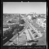 Street scene at intersection of Washington and Culver Blvds. in Culver City, Calif., 1963