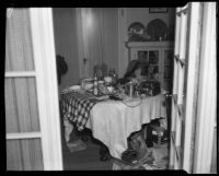 Dining room of the bungalow house where kidnapping victim Mary Skeele was held, Pasadena, 1933