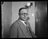 Dr. Paul E. Bowers, expert witness for the proscecution during the Hickman kidnapping and murder trial, Los Angeles, 1928