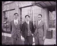 International aeronautical engineering students Frederick B. Cowles, Max Rosenfeld, and Louis Gerhardus Dunn, Los Angeles, 1930