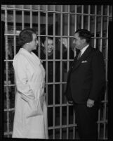 Vada Sullivan, Isobel Steele, and Sheriff Gene Biscailuz at the County Jail, Los Angeles, 1935