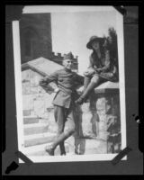 Leonard Siever in a military uniform next to a young woman, also in uniform, before 1934