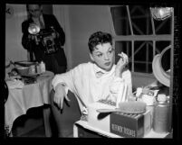 Singer Judy Garland in her dressing room at Greek Theater Los Angeles, 1957