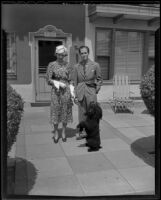 Mr. and Mrs. Anton and Teddy Fera von Horvath with their dog, Los Angeles, 1936