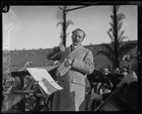 Emil Oberhoffer and orchestra practice for Easter performance at the Coliseum, Los Angeles, 1927