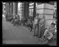 Line of people waiting for Federal Housing Administration permits in Los Angeles, Calif., 1945