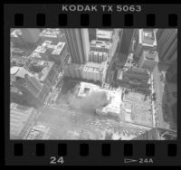 Aerial view of fire at the Los Angeles Central Library, 1986