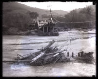 Bridge over the Los Angeles river at Dark Canyon Drive that was washed away by a flood, Los Angeles, 1927