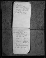 Page in the red notebook of Lorraine Wiseman, witness in the Aimee Semple Mcpherson kidnapping case, 1926