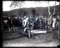 Field Marshal Viscount Allenby plants an olive tree at the Arboretum of Los Angeles County, Arcadia, 1928