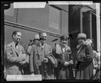 Bruno, Grete and Elsa Walter arrive at the train station, Los Angeles, 1927